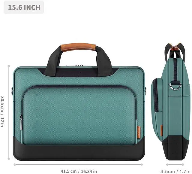 Alt view image 5 of 5 - DOMISO 15-15.6 Inch Laptop Sleeve Business Briefcase Computer Case Compatible with Lenovo 15.6" Ideapad 330/16" MacBook Pro/HP EliteBook 850 G3/Envy x360 15/Latitude 3580/Acer Chromebook/Asus,Green