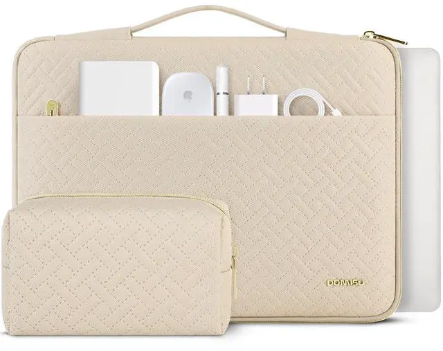 Alt view image 2 of 5 - DOMISO Laptop Sleeve Case 17.3 inch Waterproof Computer Carrying Handbag with Small Accessory Bag Compatible with 17.3" MSI GS73VR Stealth Pro/LG Gram 17"/HP Envy 17/ROG Strix GL702VS, Beige