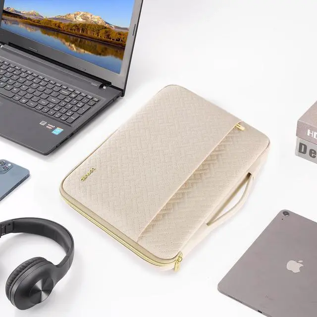 Alt view image 5 of 5 - DOMISO Laptop Sleeve Case 17.3 inch Waterproof Computer Carrying Handbag with Small Accessory Bag Compatible with 17.3" MSI GS73VR Stealth Pro/LG Gram 17"/HP Envy 17/ROG Strix GL702VS, Beige