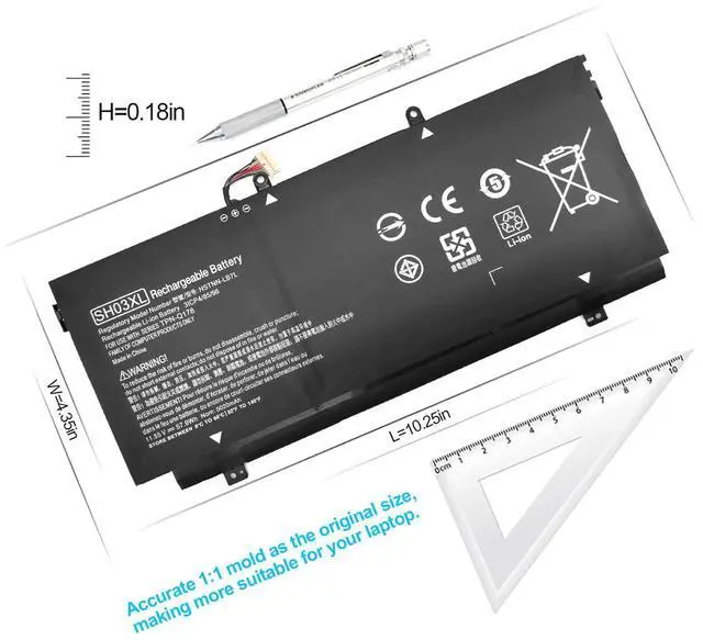 Alt view image 3 of 5 - Laptop SH03XL 859356-855 CN03XL Battery for HP Spectre X360 13-AC0XX AC023DX AC033DX AC013DX AC63DX AC006TU W0XX W013DX W023DX W063NR 13T-AB000 13-AB0XX HSTNN-LB7L SH03057XL 859026-421 TPN-Q178