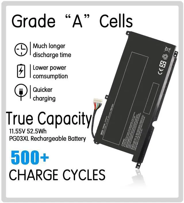 Alt view image 2 of 5 - 52.5WH PG03XL Battery Replacement HP Pavilion Gaming 15 Laptop Battery for hp Pavilion 15-DK0XXX DK0056WM DK0068WM 15-DK0055NR/DK200/EC0013DX 15Z-EC200 16-A0032DX A0035NR L48495-005 Battery(Type A) .