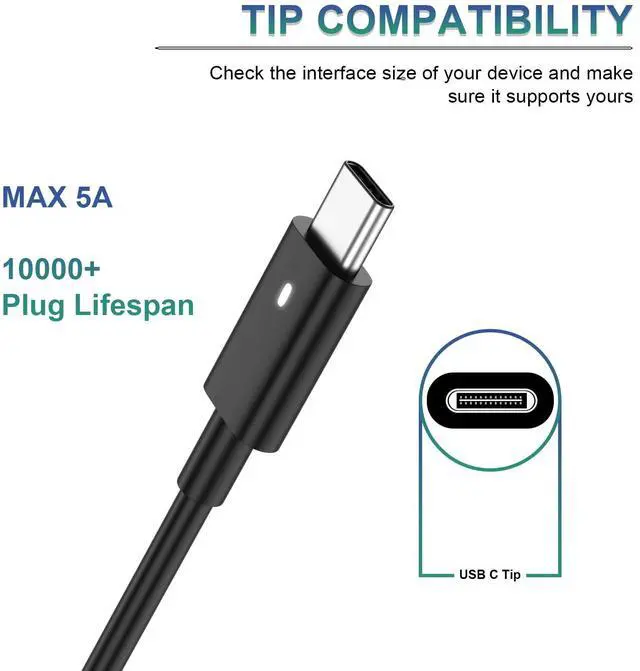 Alt view image 4 of 5 - Replacement for Dell 130W Laptop Charger USB C Slim Adapter - XPS 17 15 7590 9700 9500 9510 Precision 5560 3560 5540 5570 5550 3561 3550 5510 5520 Latitude 7410 7310 7210 Type C Computer AC Power Cord