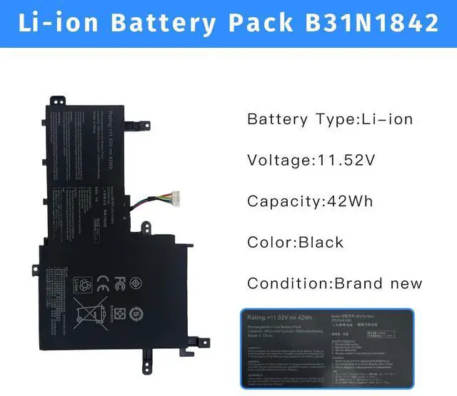 Alt view image 2 of 5 - NBULBL B31N1842 Laptop Battery for ASUS VivoBook S15 S531FA S531FL K531FA K531FL X531FA X531FL M513IA M513UA K513EA K513EQ F513EA F513EP S513EA S513EP S513EQ B31N1842 [11.52V 42Wh]