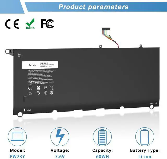 Alt view image 4 of 5 - YUERYE PW23Y Battery for Dell XPS 13 9360 13-9360-D1605G 13-9360-D1605T 13-9360-D1609 13-9360-D1609G 13-9360-D1705G Series 0RNP72 0TP1GT 0PW23Y