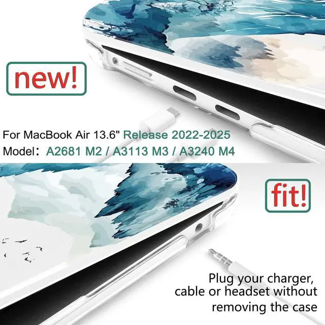 Alt view image 2 of 5 - DONGKE for MacBook Air 13.6 Inch Case 2025 2024-2022 A3240 A3113 A2681 M4 M3 M2 Chip Touch ID, Plastic Hard Shell & Keyboard Cover & Type C Adapter for MacBook Air 13 inch M4, Mountain