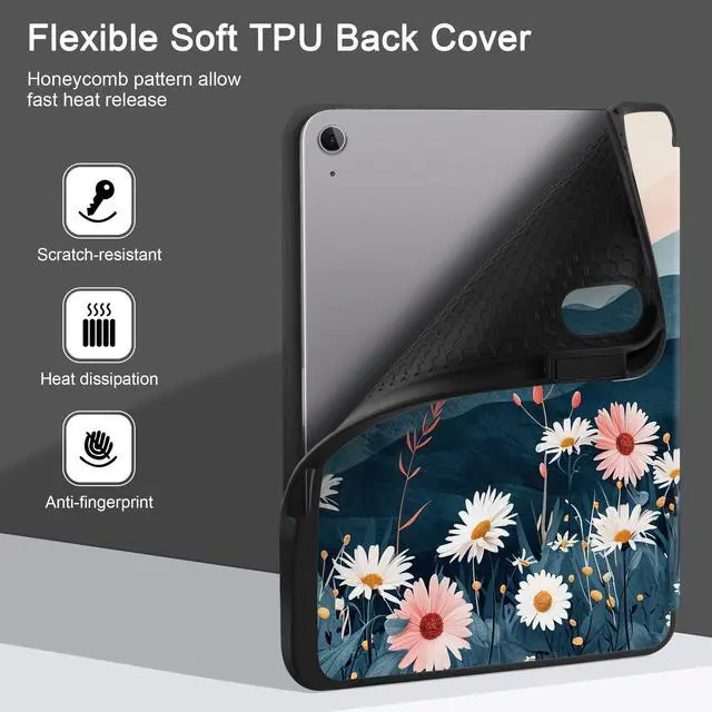 Alt view image 4 of 5 - DONGKE for iPad Air 13 Inch Case M3 2025, M2 2024 - [Built-in Pencil Holder] Slim Trifold Stand Shockproof Protective Cover with Soft TPU Back Support Auto Sleep/Wake - Daisie