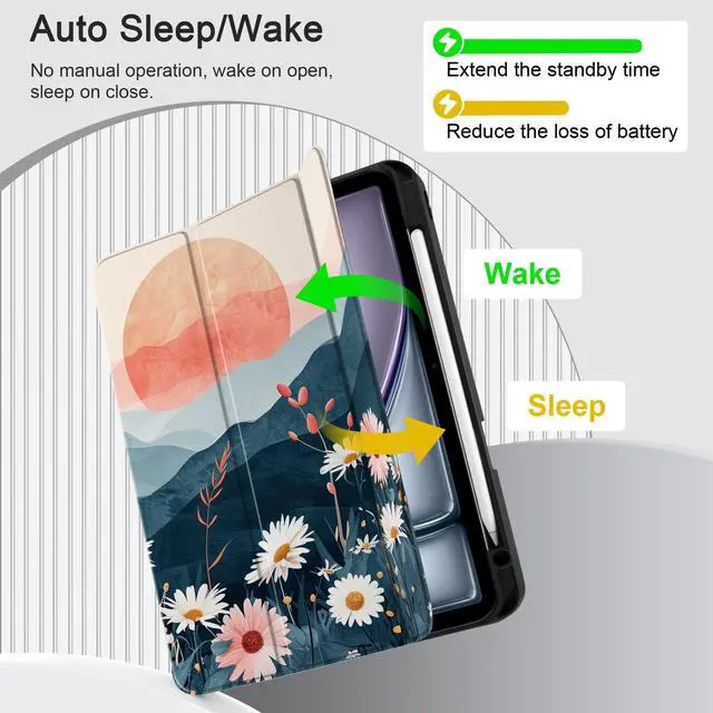 Alt view image 5 of 5 - DONGKE for iPad Air 13 Inch Case M3 2025, M2 2024 - [Built-in Pencil Holder] Slim Trifold Stand Shockproof Protective Cover with Soft TPU Back Support Auto Sleep/Wake - Daisie