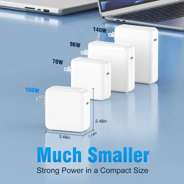 Alt view image 5 of 5 - Charger for MacBook Pro 14 16 inch MacBook Air 13 15 inch 2025 2024 2023 2022 2021 M4 M3 M2 M1 Mac, Super Compact Power Adapter, 6.6FT USB C to 3 Braided Cable LED, Original Quality, Starlight