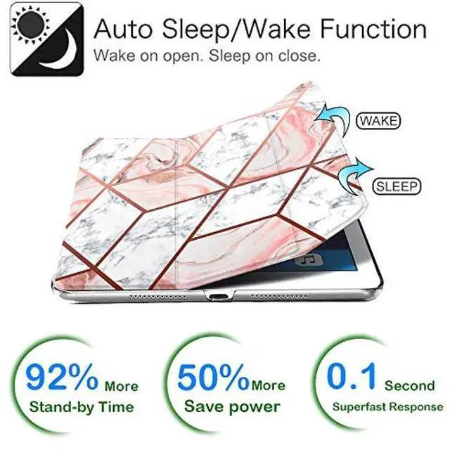 Alt view image 3 of 5 - DuraSafe Cases for iPad 9.7 Inch 6th Gen / 5th Gen [iPad 6 iPad 5 ] A1893 A1822 A1954 MRJN2LL/A MR7G2LL/A MR7F2LL/A MP2F2LL/A Ultra Slim Smart Auto Sleep/Wake Printed PC Cover - Marble Pink