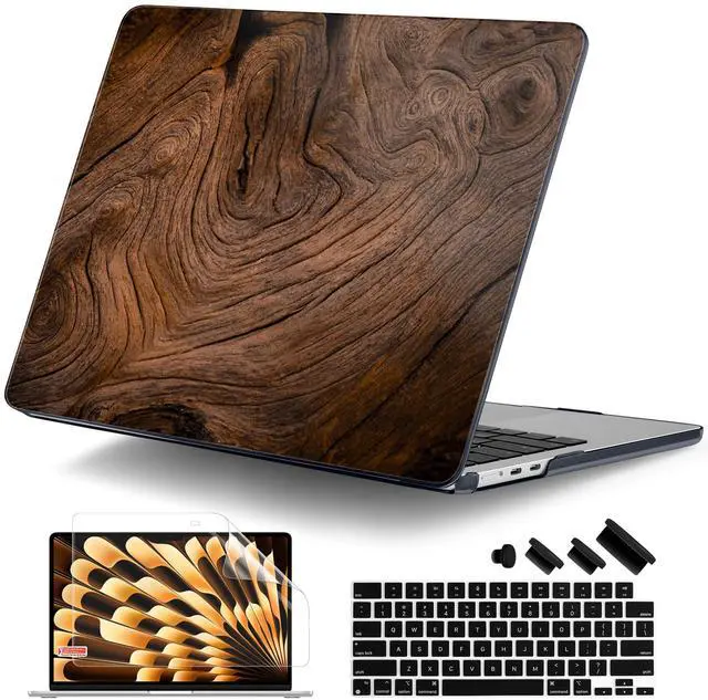 Main image of DONGKE for M4 MacBook Air 13.6 Inch Case 2025 2024 2023 2022 Model A3240 A3113 A2681 M3 M2 Chip, Plastic Hard Shell Case Cover with Touch ID for MacBook Air 13 Inch M4 - Wood Grain