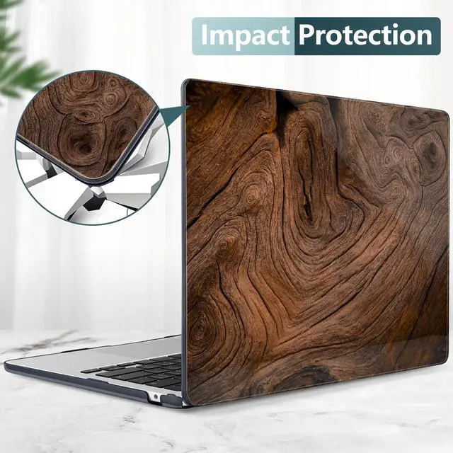 Alt view image 5 of 5 - DONGKE for M4 MacBook Air 13.6 Inch Case 2025 2024 2023 2022 Model A3240 A3113 A2681 M3 M2 Chip, Plastic Hard Shell Case Cover with Touch ID for MacBook Air 13 Inch M4 - Wood Grain