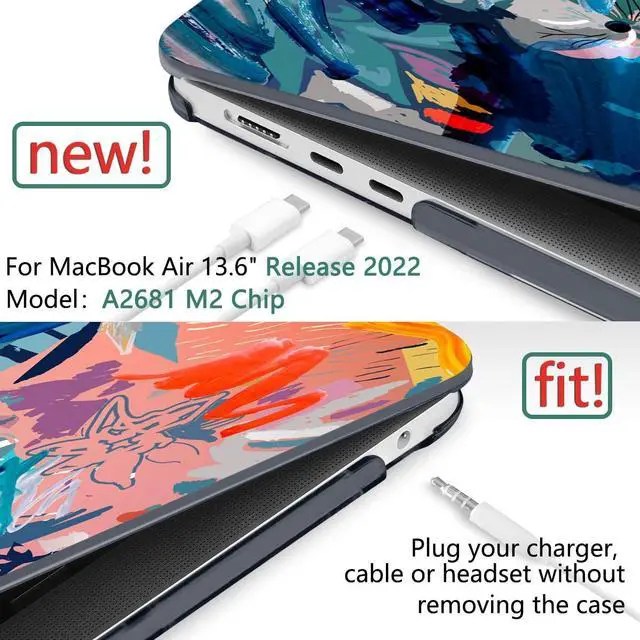 Alt view image 2 of 5 - DONGKE for 13.6 Inch MaBook Air M2 Case 2022 A2681, 4 in 1 Bundle Crystal Plastic Hard Shell Cover & Sleeve Bag & Keyboard Cover for M2 2022 MacBook Air 13 Inch, Graffiti