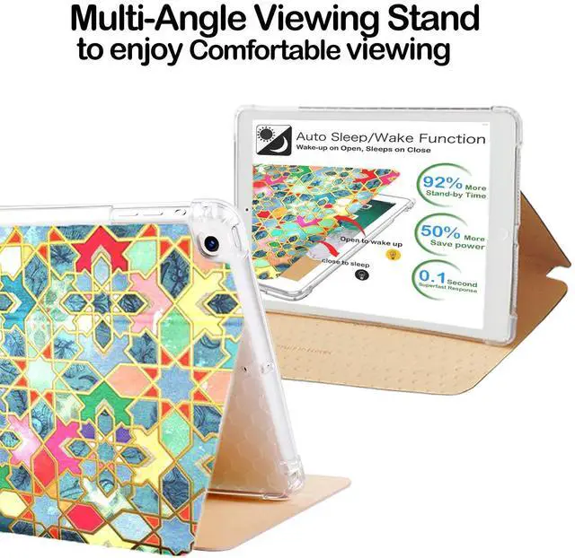Alt view image 4 of 5 - DuraSafe Cases for iPad 5th / 6th Gen & Air 1st / 2nd Gen - 9.7" A1893 A1822 A1566 MRJN2LL/A MR7G2LL/A MP2F2LL/A MP2G2LL/A Printed Cover with Air Cushion Corner for Extra Shock Protection - Damask