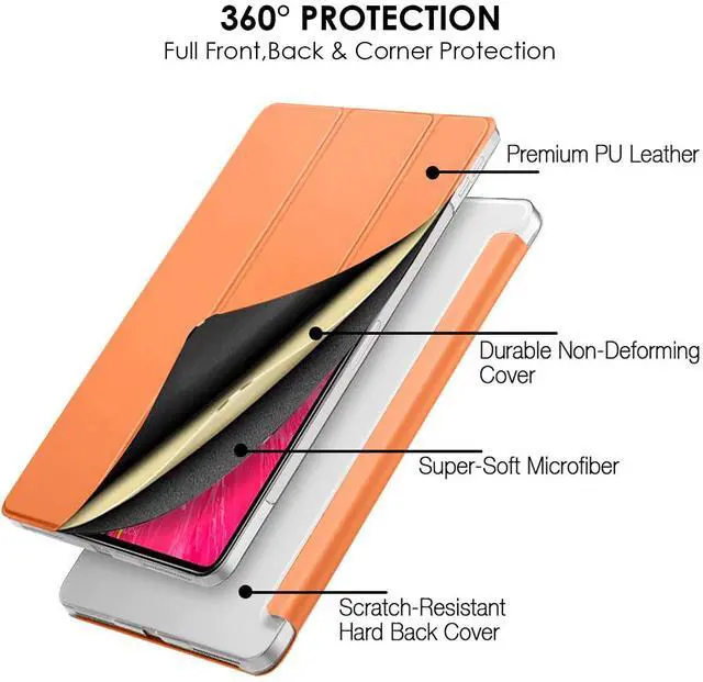 Alt view image 5 of 5 - DuraSafe Cases for iPad Mini 6 8.3 Inch 2021 [ Mini 6th Gen ] A2567 A2568 A2569 MK7M3LL/A MLWL3LL/A MK7R3LL/A MK7P3LL/A MK7T3LL/A Trifold Hard Smart PC Translucent Back Cover - Orange