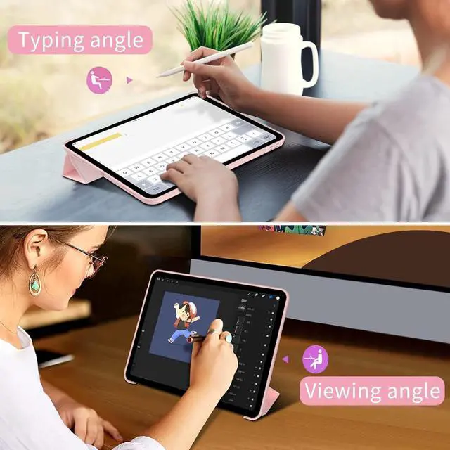 Alt view image 5 of 5 - DuraSafe Cases for iPad Mini 6 8.3 Inch 2021 [ Mini 6th Gen ] A2567 A2568 A2569 MK7M3LL/A MLWL3LL/A MK7R3LL/A MK7P3LL/A MK7T3LL/A Smart Trifold Lightweight Soft Silicone TPU Back Case - Pink