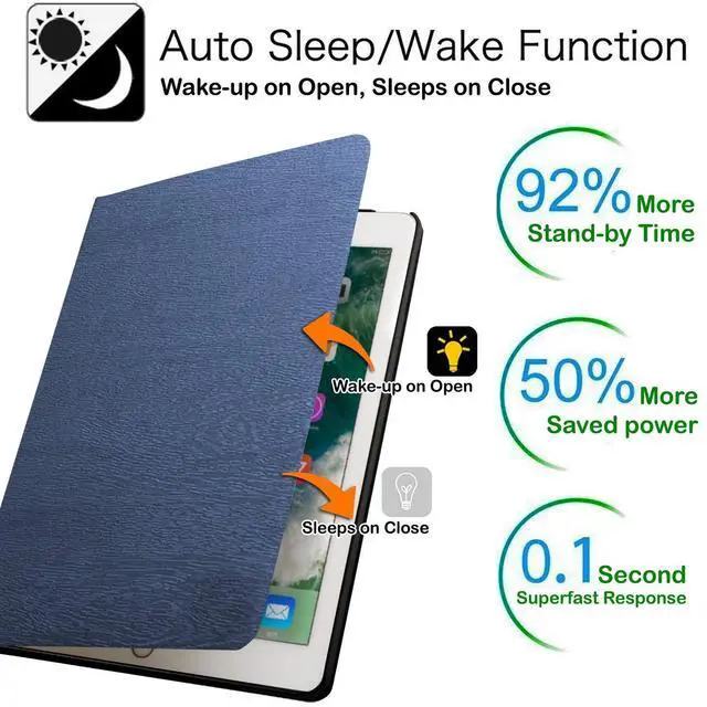 Alt view image 3 of 5 - DuraSafe Case for iPad PRO 10.5 Inch 2017 / Air 3 (3rd Gen) 10.5 Inch 2019 [ A1701 A1709 A2152 A2123 A2153 A2154 ] Smart Cover Slim Folio, Auto Sleep/Wake - Navy Blue (Tree)