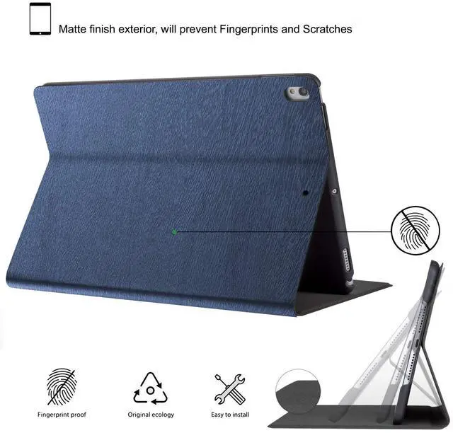 Alt view image 5 of 5 - DuraSafe Case for iPad PRO 10.5 Inch 2017 / Air 3 (3rd Gen) 10.5 Inch 2019 [ A1701 A1709 A2152 A2123 A2153 A2154 ] Smart Cover Slim Folio, Auto Sleep/Wake - Navy Blue (Tree)