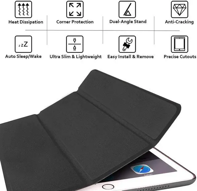 Alt view image 5 of 5 - DuraSafe Cases for iPad Mini 3, 2, 1 - 7.9 Inch Trifold Hard Smart PC Translucent Back Cover - Coal