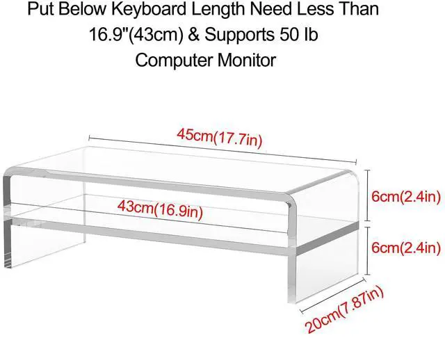 Alt view image 2 of 5 - Egchi Acrylic Monitor Stand,2 Tiers Computer Monitor Riser(18x8x5.5 inches),Computer Stand/Monitor Riser for Office,School,Home,Laptop Stand Desktop Stand for Keyboard Storage&Printer TV Screen