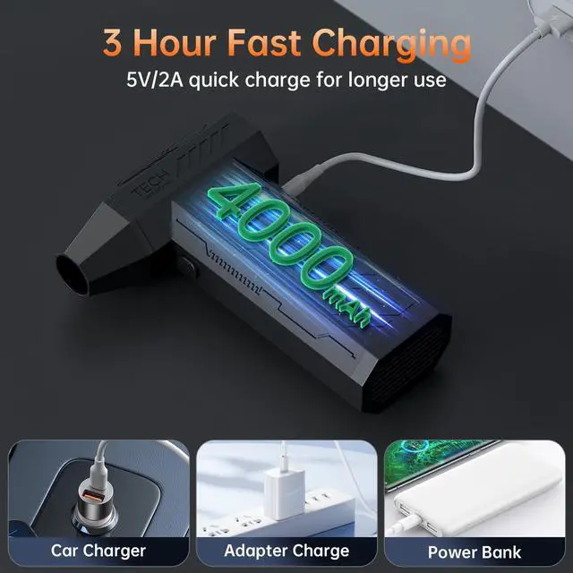 Alt view image 5 of 5 - Ekmoey Electric Air Duster, 110,000 RPM Turbo Compressed Air Duster,3 Gear Adjustable Mini Rechargeable Cordless Air Blower,Portable Dust Cleaner for for Computer Keyboard Home Outdoor Cleaning