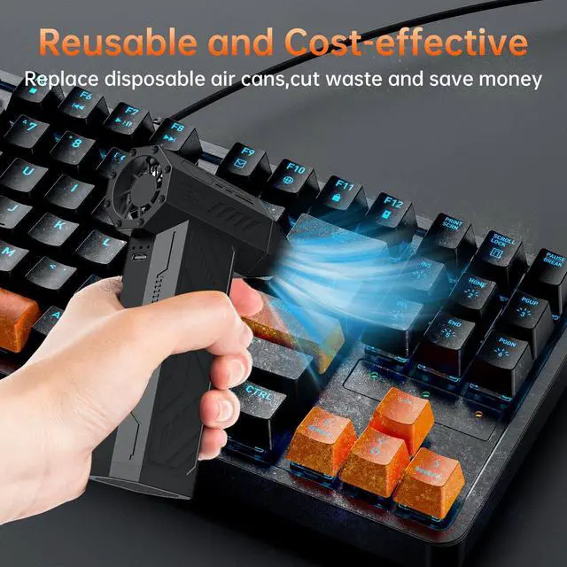 Alt view image 3 of 5 - Ekmoey Electric Air Duster, 110,000 RPM Turbo Compressed Air Duster,3 Gear Adjustable Mini Rechargeable Cordless Air Blower,Portable Dust Cleaner for for Computer Keyboard Home Outdoor Cleaning