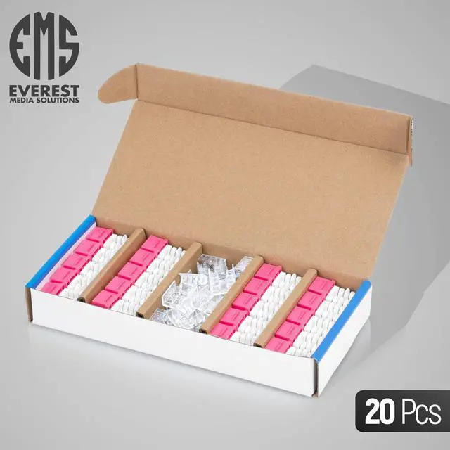 Alt view image 2 of 5 - Everest 90deg Angled RJ45 Cat6 Keystone Jacks 20-Pack in Pink - Slim Profile Female RJ45 Connectors - Cat 6 Keystone Jack - Compatible with 90deg Angled Speed Termination Tool - easyJACK (B094WB91H3)