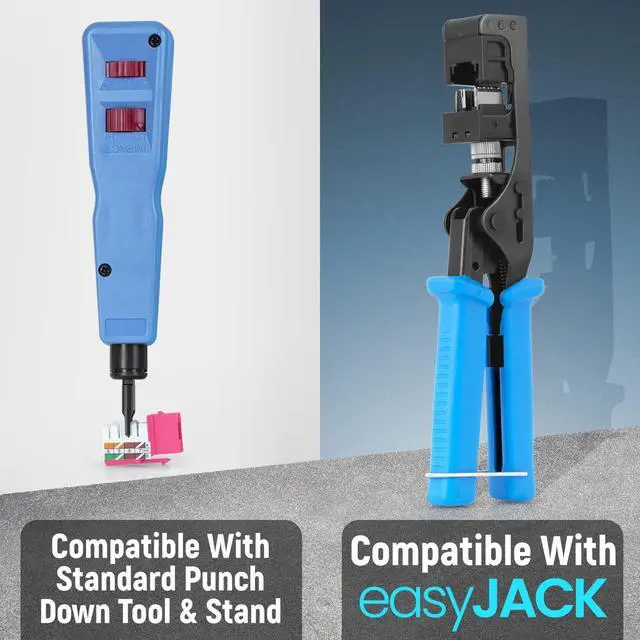 Alt view image 4 of 5 - Everest 90deg Angled RJ45 Cat6 Keystone Jacks 20-Pack in Pink - Slim Profile Female RJ45 Connectors - Cat 6 Keystone Jack - Compatible with 90deg Angled Speed Termination Tool - easyJACK (B094WB91H3)