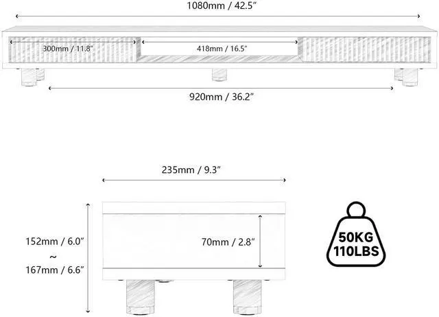 Alt view image 4 of 5 - Fenge Dual Monitor Stand, 42.5inch Long Monitor Stands Riser for 2 Monitors, Sliding Door with Storage Organizer Stand for Desk, 2 Tier Desk Shelf for Laptop, Pc, Printer, Computer, TV