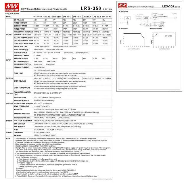 Alt view image 5 of 5 - FerroFab LRS-350-12 12V 29A 350W AC-DC Single Output Switching Power Supply, Industrial Grade, High Reliability, Easy Installation for Automation Machinery, Control Systems