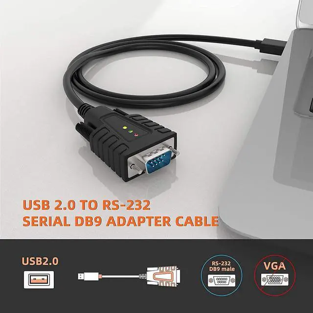 Alt view image 3 of 5 - DriverGenius USB232A-B-A | USB to Serial (DB9) Adapter with 3 LEDs - Compatible with Windows 11 and macOS 15 [(2-Piece/Package)]