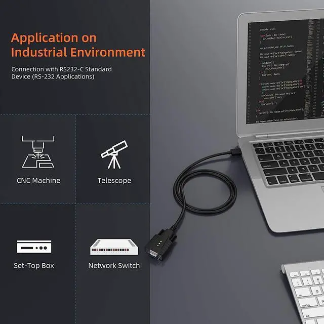 Alt view image 5 of 5 - DriverGenius USB232A-B-A | USB to Serial (DB9) Adapter with 3 LEDs - Compatible with Windows 11 and macOS 15 [(2-Piece/Package)]