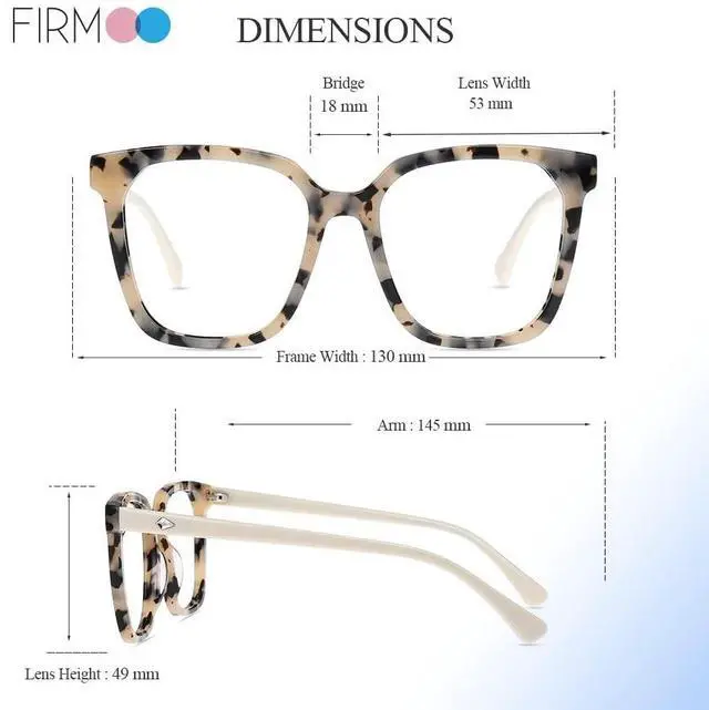 Alt view image 3 of 5 - Firmoo 2023 Oversized Blue Light Glasses for Women Men Acetate Large Frame Anti Eyestrain & UV Protection Computer Gaming Blue Blocker Eyeglasses