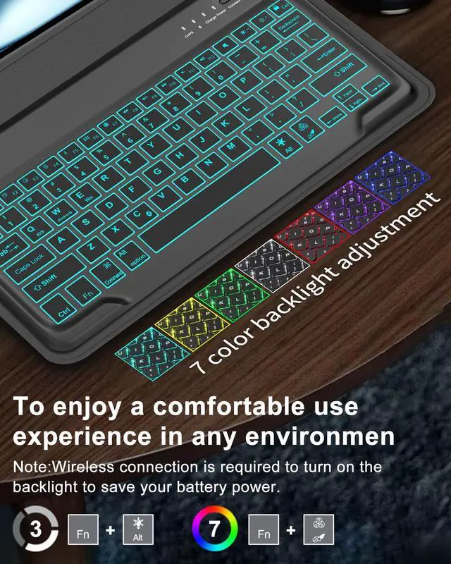 Alt view image 4 of 5 - Keyboard Case for iPad Air 13 (M3&M2) 2025/2024 & iPad Pro 12.9 inch (5th, 6th Generation), Keyboard Cover Detachable Backlit Wireless Keyboard Cover with Pencil Holder and Auto Sleep/Wake Function