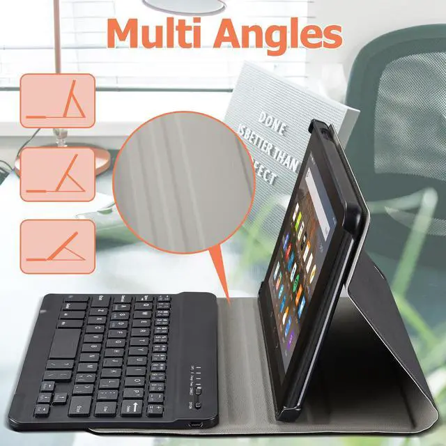 Alt view image 2 of 5 - FunYaung Case with Keyboard for  Fire HD 8 & 8 Plus (2022 & 2024 Release), Detachable Magnetic Rechargeable Keyboard Case with Type-C Cable for HD 8 (12th & 14th), Black