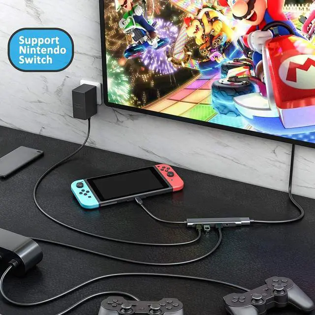 Alt view image 4 of 5 - USB C to HDMI Adapter Dex Dock for Galaxy S25/S24/S23/S22/Note20/TabS9/S8/S7,Type-c hub with 3.5mm Audio Jack,4K HDMI,USB3.0,PD 60W,Adapter for iPhone 15/iPad Air 4/5,iPad mini 6,Nintendo Switch