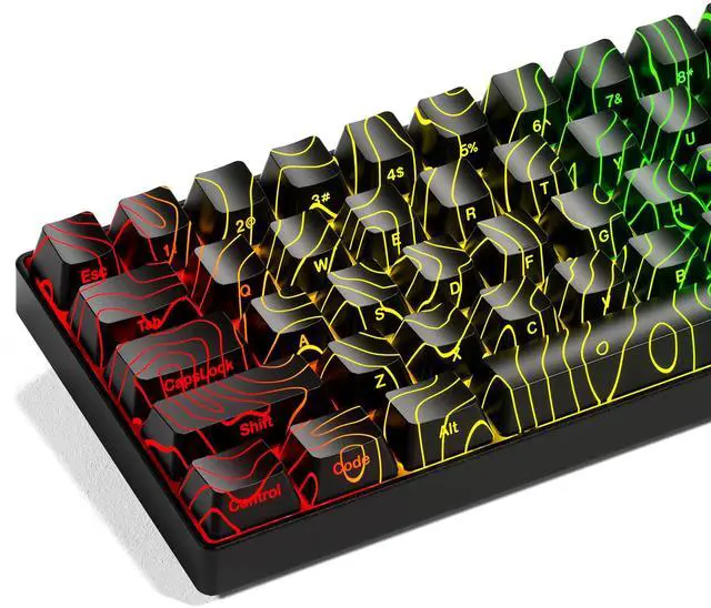 Main image of XVX Black Topographic Shine Through Keycaps, Backlit Gaming Keycap Set with OEM Profile, Side Printed Keyboard Key caps Suitable for 60% 65% 75% 80% 96%100% MX Switches Mechanical Keyboard