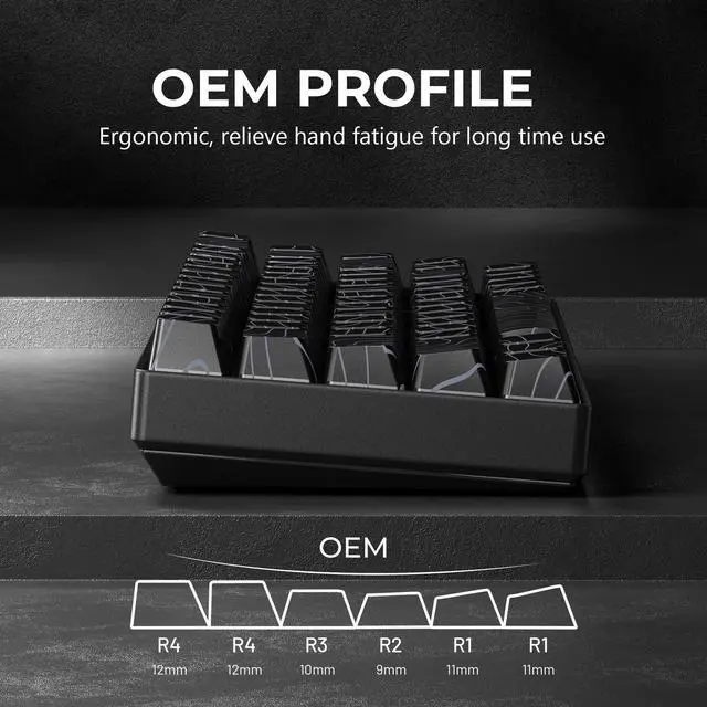 Alt view image 5 of 5 - XVX Black Topographic Shine Through Keycaps, Backlit Gaming Keycap Set with OEM Profile, Side Printed Keyboard Key caps Suitable for 60% 65% 75% 80% 96%100% MX Switches Mechanical Keyboard