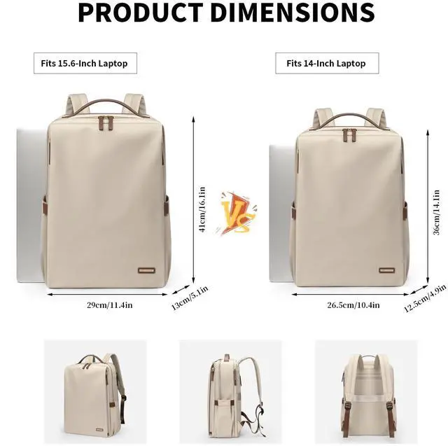 Alt view image 4 of 5 - GOLF SUPAGS Stylish Laptop Backpack for Women Airline Approved Perfect for Work College and Travel Multi-Functional Casual Daypack Fits 14 Inch Notebook (Apricot)