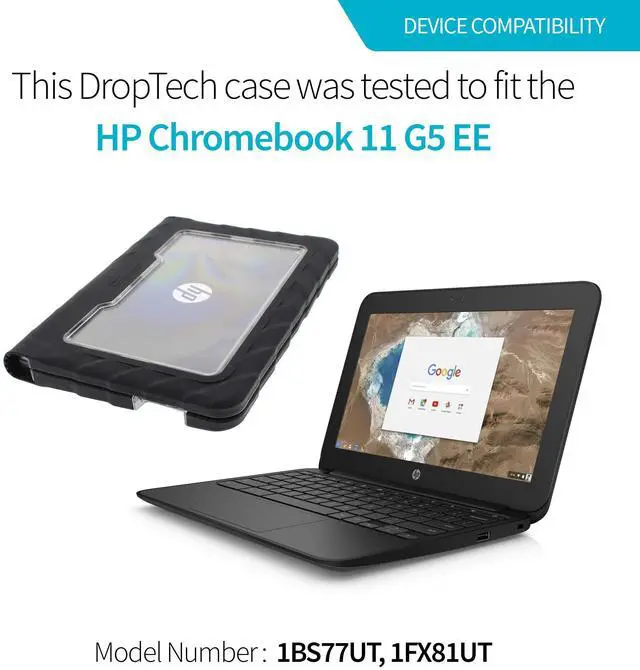 Alt view image 3 of 5 - Gumdrop Cases Droptech Chromebook Case for HP Chromebook 11 G5 EE Rugged Shock Absorbing Cover Black/Black 1FX82UT, 1FX83UT, 1BS77UT, 1BS76UT