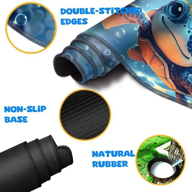 Alt view image 3 of 5 - HaoSiTeck 4-Piece Extended Large Mouse Pad Set for Women Men with Turtle Anime Design Includes 35.4 x 15.7 XXL Large Mouse Pad Keyboard Wrist Rest Mouse Wrist Support and Coaster for Office Home