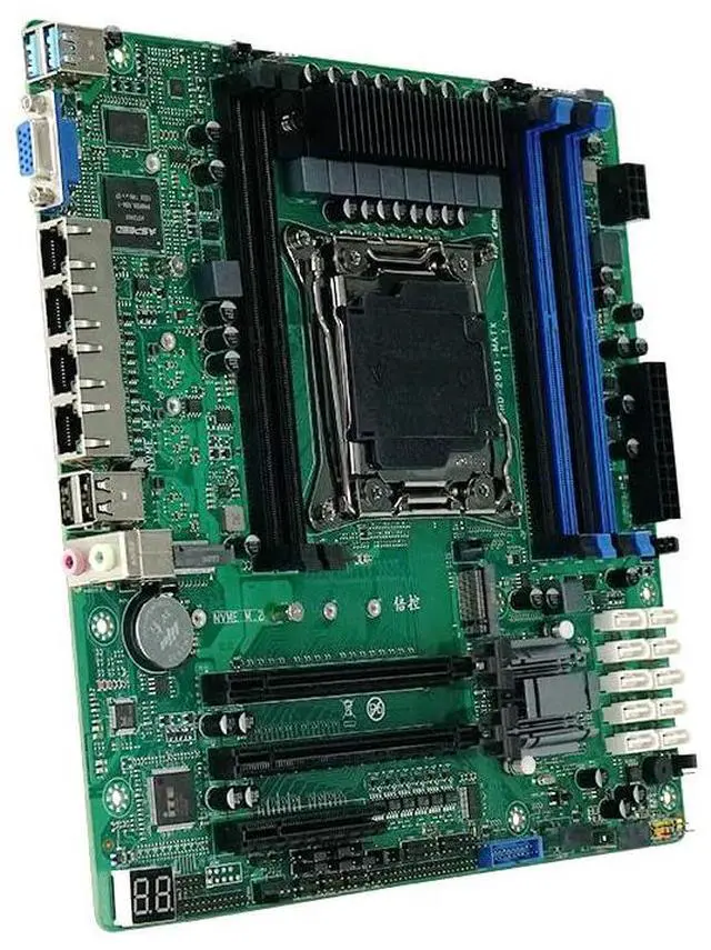 Alt view image 3 of 5 - HKUXZR X99 NAS Motherboard Slot 10xSATA 2*M.2_ NVME PCIE X16 x2 LGA2011-3 for NAS Router Sever 4x2.5GbE I226 DDR4 RAM Memory VGA Support Turbo PCIE 24 * 24cm