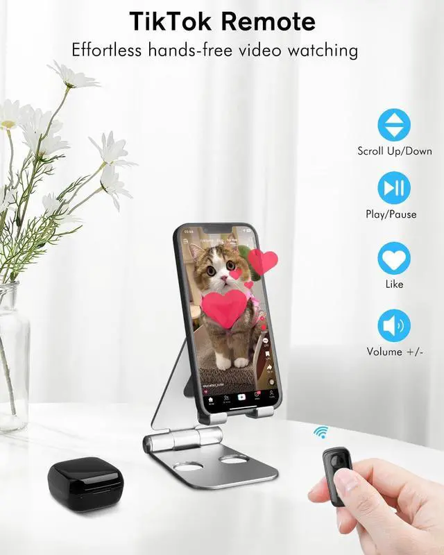 Alt view image 3 of 5 - INNCNN Tablet Stand Holder with Scrolling Remote for TikTok, Compatible with iPad iPhone and Other 5-7.8inch Devices