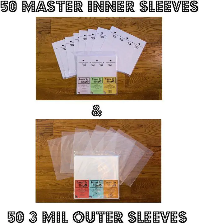 Alt view image 2 of 5 - 100 LP Sleeves Combo Pack - 50 Outer & 50 Inner Sleeves for 12" Vinyl Records - Protect Your Collection - Invest In Vinyl