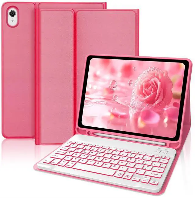 Main image of IVEOPPE for iPad 11th 10th Generation Case with Keyboard, 7 Colors Backlit Wireless Detachable Bluetooth Keyboard for iPad 11-inch A16 2025 10th Gen 10.9 Inch 2022, Flip Stand Case,Red