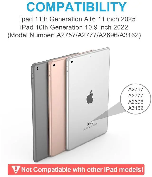 Alt view image 2 of 5 - IVEOPPE for iPad 11th 10th Generation Case with Keyboard, 7 Colors Backlit Wireless Detachable Bluetooth Keyboard for iPad 11-inch A16 2025 10th Gen 10.9 Inch 2022, Flip Stand Case,Red