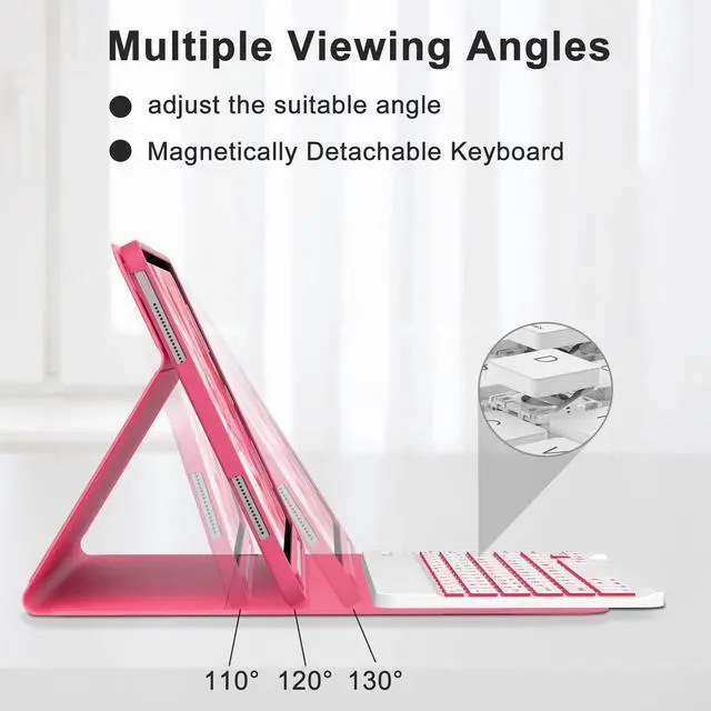 Alt view image 5 of 5 - IVEOPPE for iPad 11th 10th Generation Case with Keyboard, 7 Colors Backlit Wireless Detachable Bluetooth Keyboard for iPad 11-inch A16 2025 10th Gen 10.9 Inch 2022, Flip Stand Case,Red