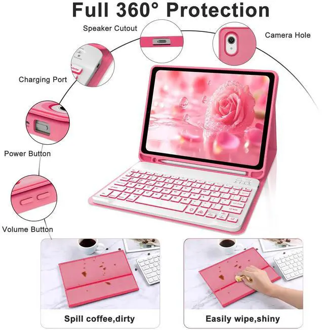 Alt view image 4 of 5 - IVEOPPE for iPad 11th 10th Generation Case with Keyboard, 7 Colors Backlit Wireless Detachable Bluetooth Keyboard for iPad 11-inch A16 2025 10th Gen 10.9 Inch 2022, Flip Stand Case,Red