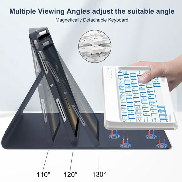 Alt view image 5 of 5 - IVEOPPE Keyboard Case for iPad Air 13 (M2 2024/M3 2025) - 7 Color Backlit, Wireless Detachable Bluetooth Keyboard with Auto Sleep/Wake Function, Stain Proof Folio Cover for iPad Air 13,Blue