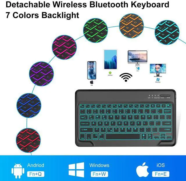 Alt view image 3 of 5 - IVEOPPE Keyboard Case for iPad Air 13 (M2 2024/M3 2025) - 7 Color Backlit, Wireless Detachable Bluetooth Keyboard with Auto Sleep/Wake Function, Stain Proof Folio Cover for iPad Air 13,Black