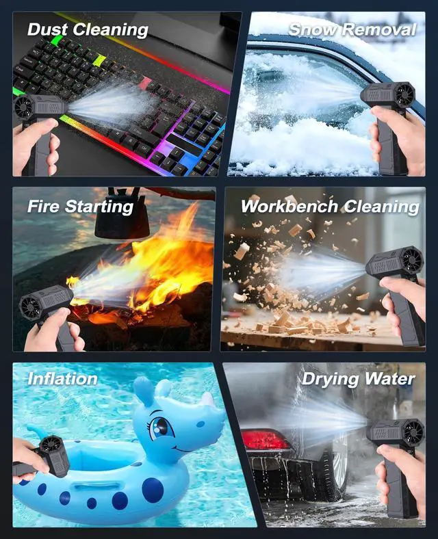 Alt view image 2 of 5 - Electric Air Duster Rechargeable 110000RPM Compact Super Power Turbo Violent Fan Handheld Brushless High Pressure Compressed Air Duster for Computer Keyboard PC Car Home Outdoor Office Cleaning